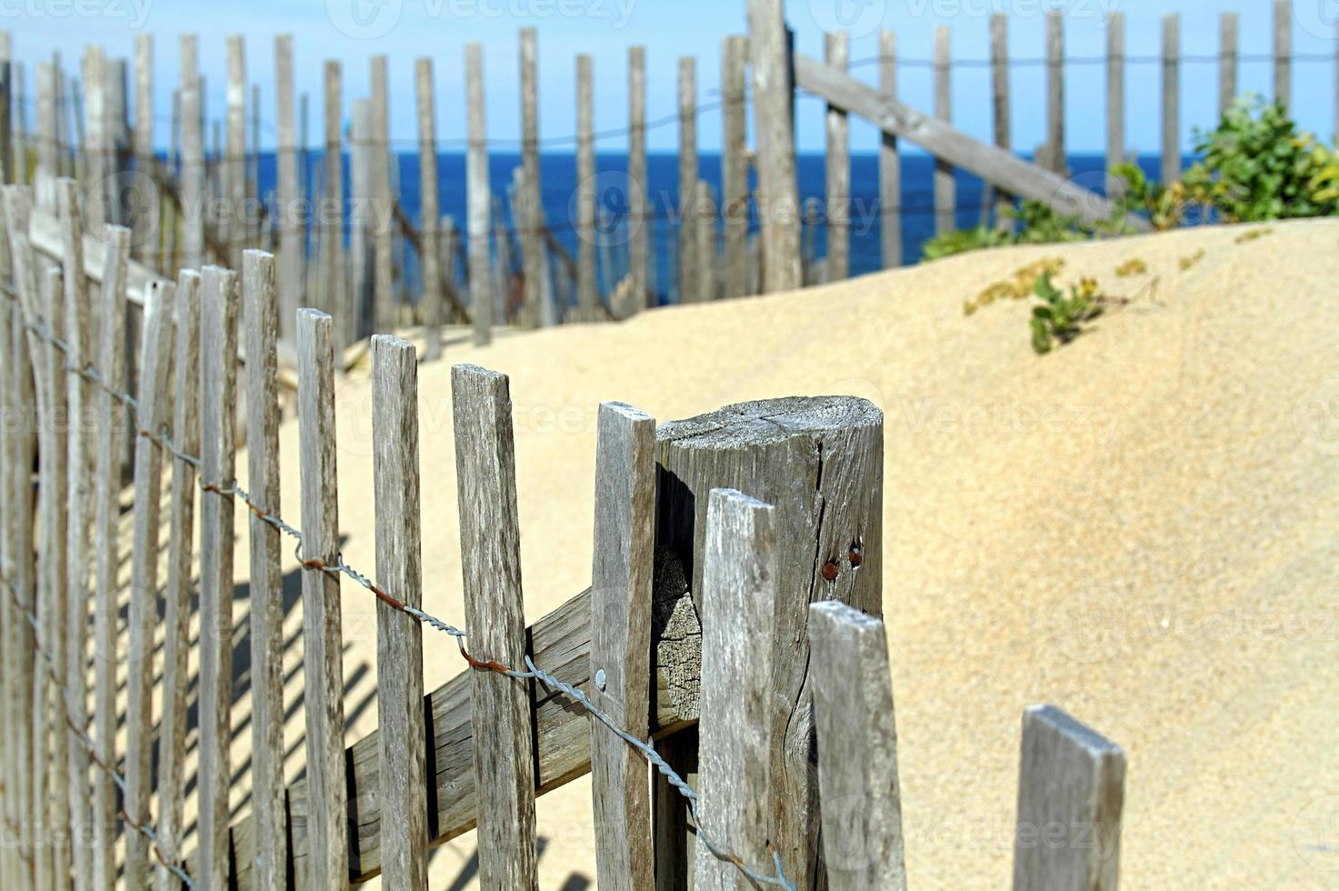 Snow Fence and Ocean at Dennis, Cape Cod Beach photo