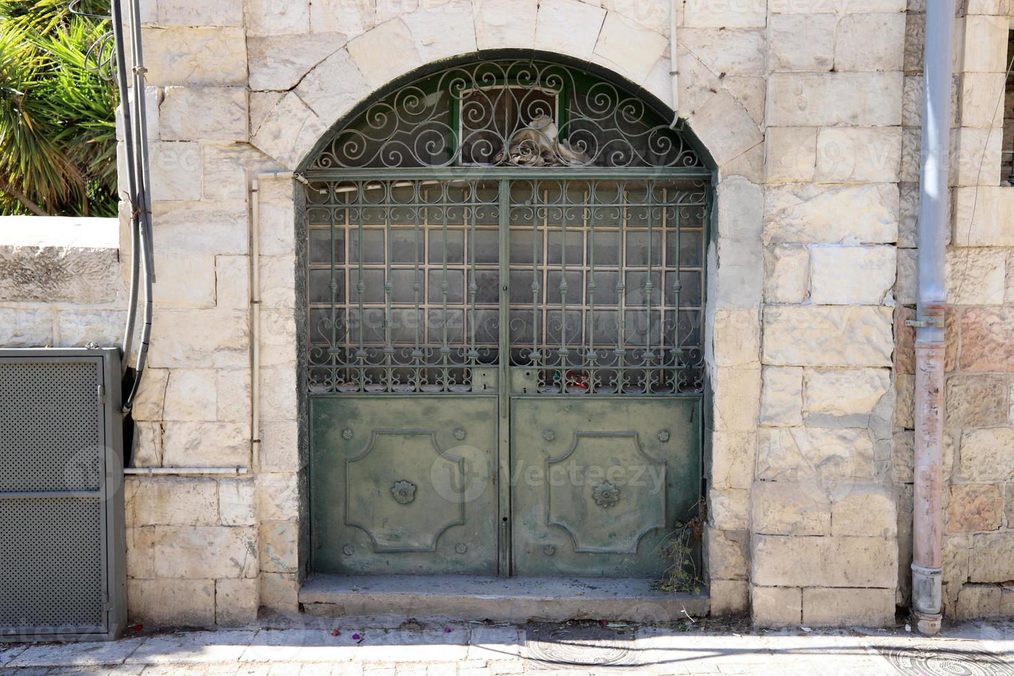 City entrance doors to a building in a big city in Israel. photo