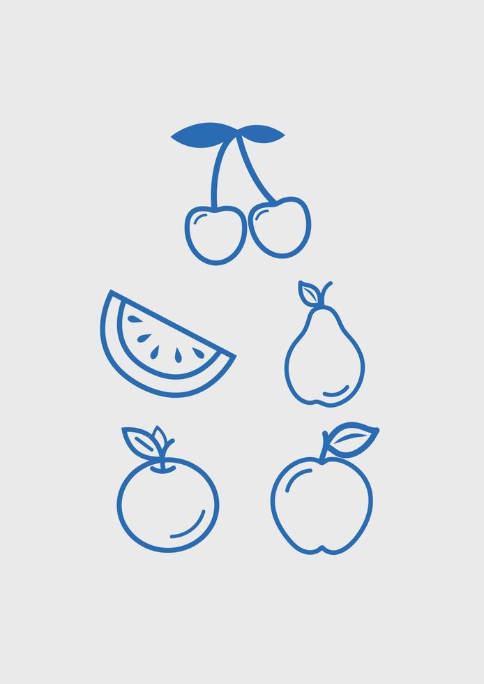 Set of fruits icon vector