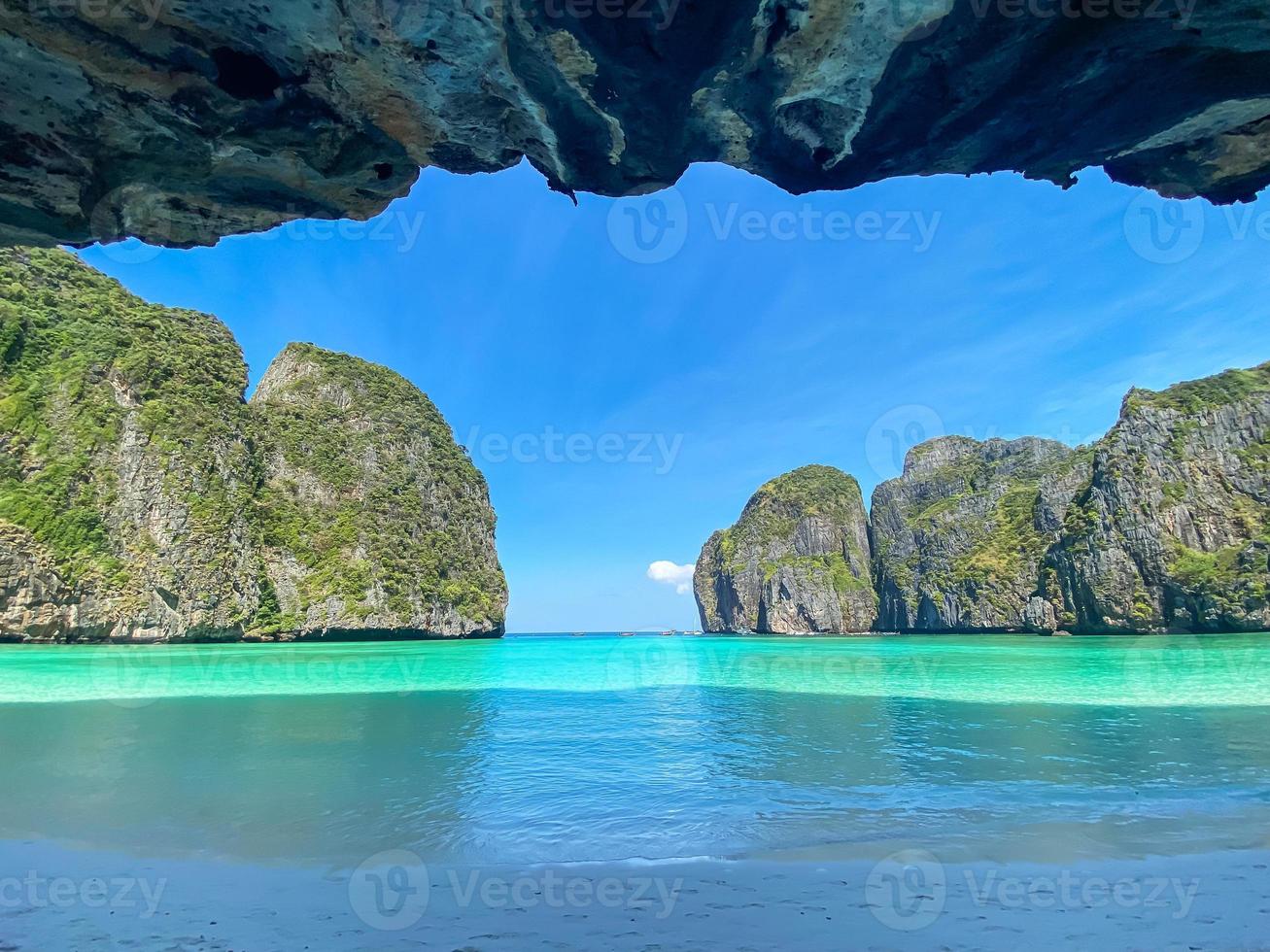 Beautiful scenery of Maya Bay beach on Phi Phi island, Krabi, Thailand. landmark, destination Southeast Asia Travel, vacation and holiday concept photo