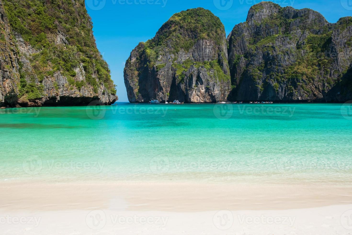 Beautiful scenery of Maya Bay beach on Phi Phi island, Krabi, Thailand. landmark, destination Southeast Asia Travel, vacation and holiday concept photo