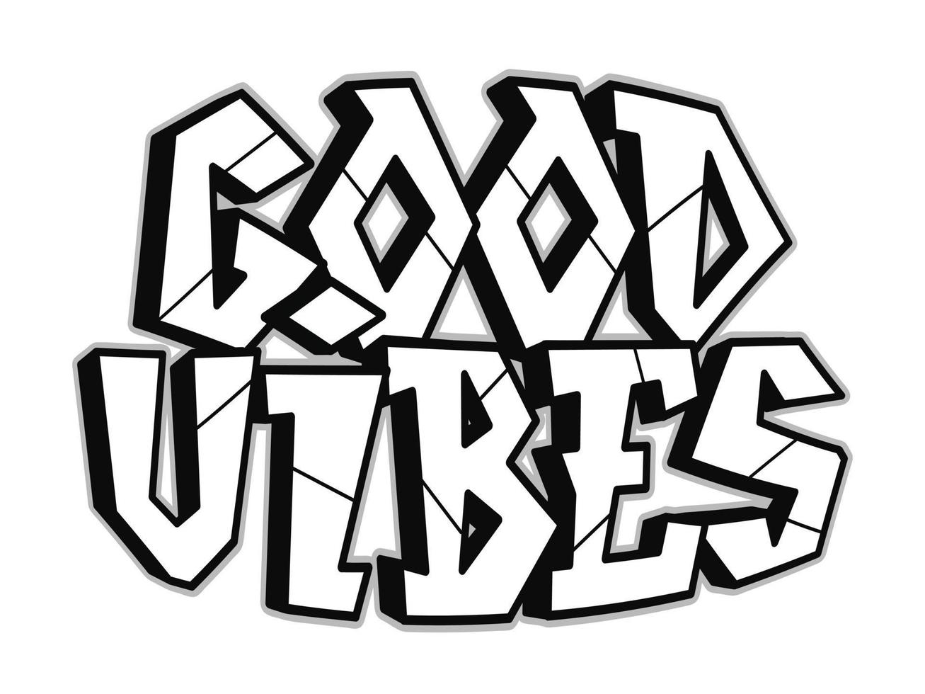 buen rollo palabra graffiti estilo letras.vector dibujado a mano doodle ilustración de logotipo de dibujos animados. divertidas letras de buenas vibraciones, moda, estampado estilo graffiti para camiseta, concepto de afiche vector