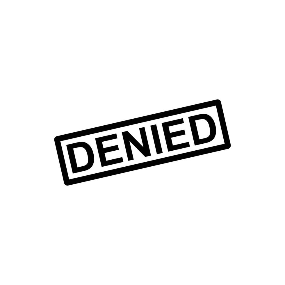 eps10 black vector denied rubber stamp icon isolated on white background. denied rubber stamp or seal symbol in a simple flat trendy modern style for your website design, logo, and mobile application