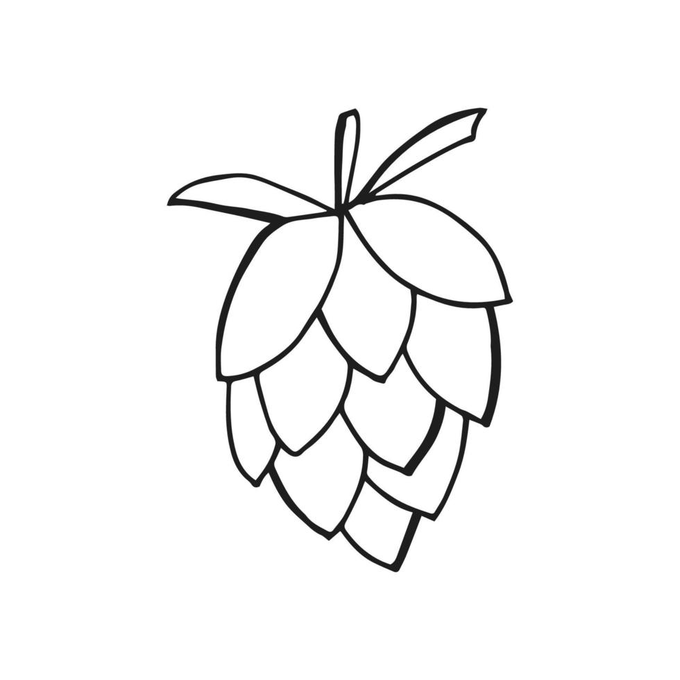 Oktoberfest 2022 - Beer Festival. Hand-drawn Doodle outline hops on a white background. German Traditional holiday. vector