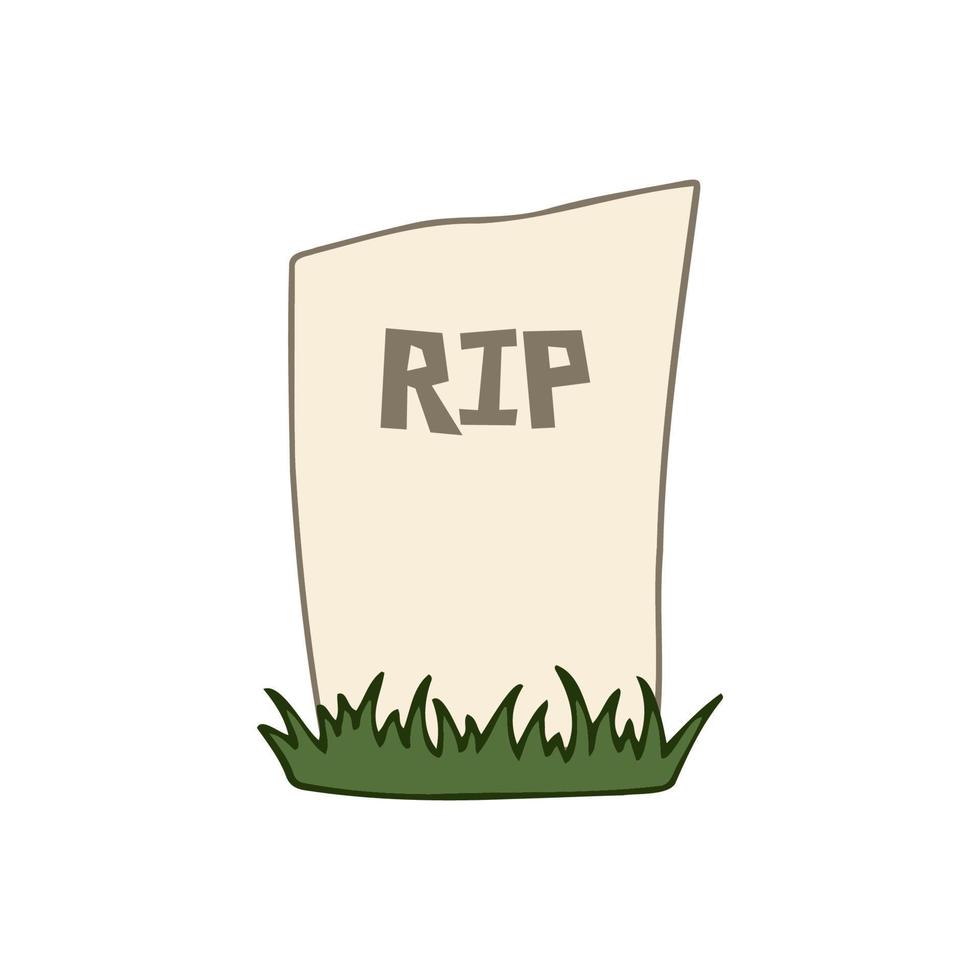 Halloween 2022 - October 31. A traditional holiday, the eve of All Saints Day, All Hallows Eve. Trick or treat. Vector illustration in hand-drawn doodle style. The grave of a dead man.