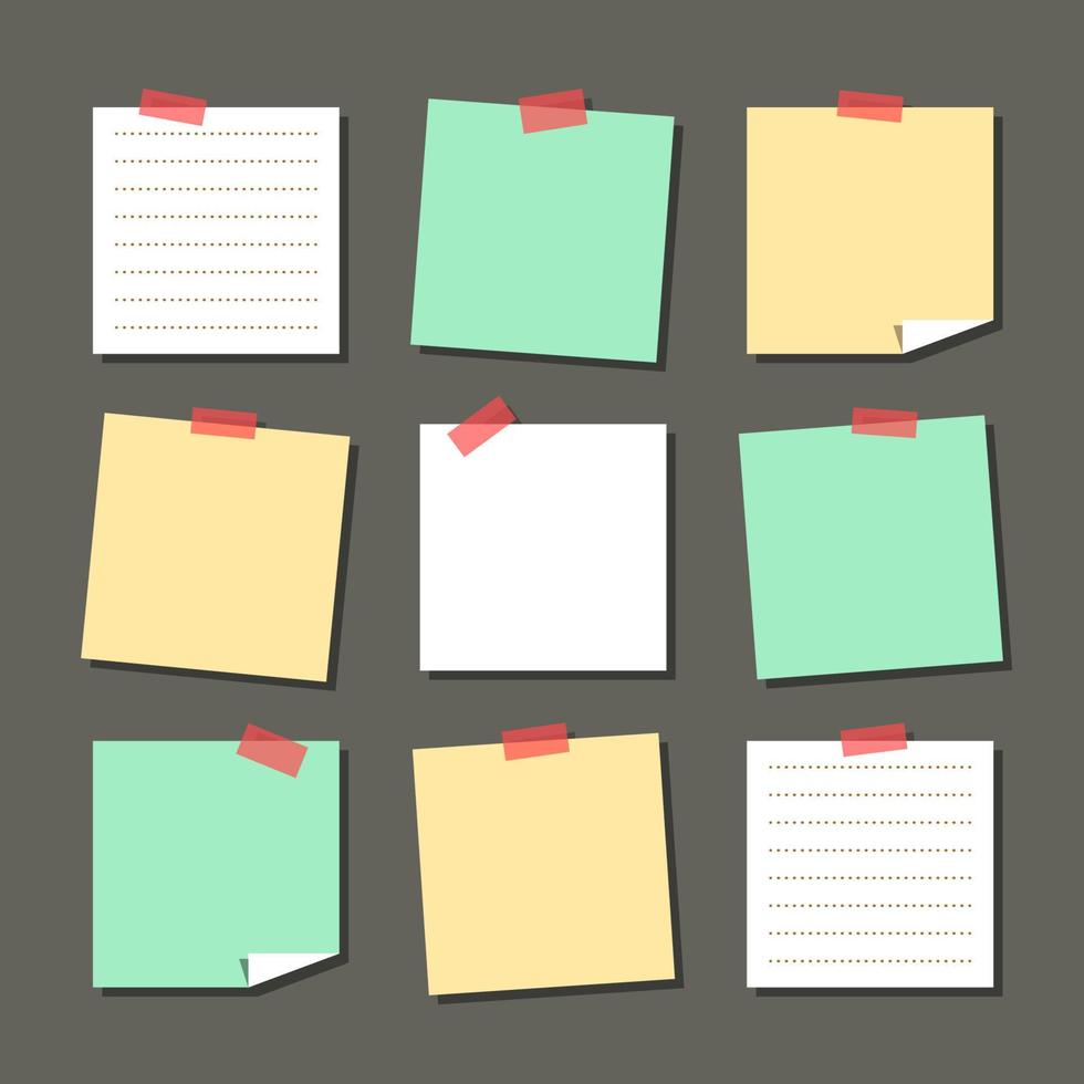 set of blank square sticky notes design vector