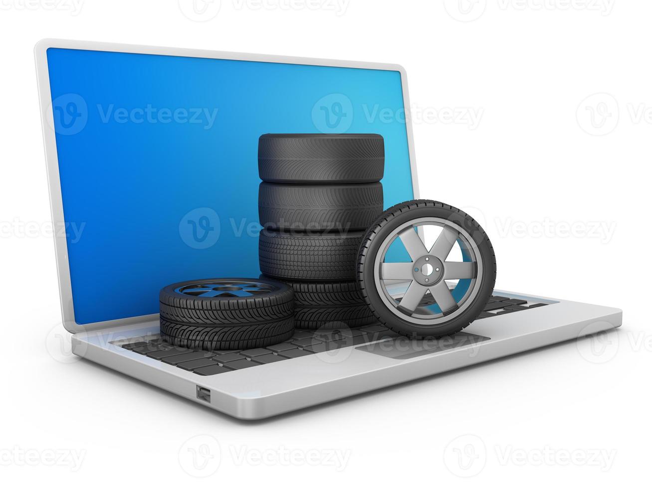 car tires on laptop photo
