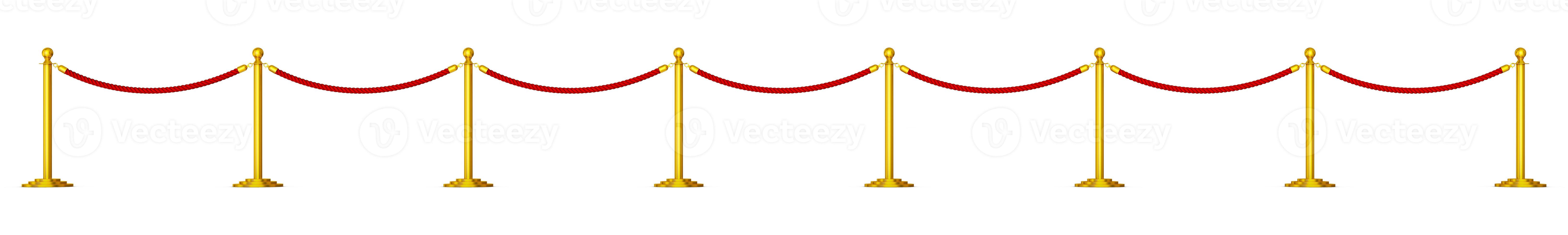 Golden pillars with red ropes photo