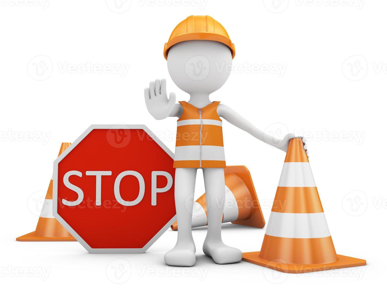 Road worker and  sign photo