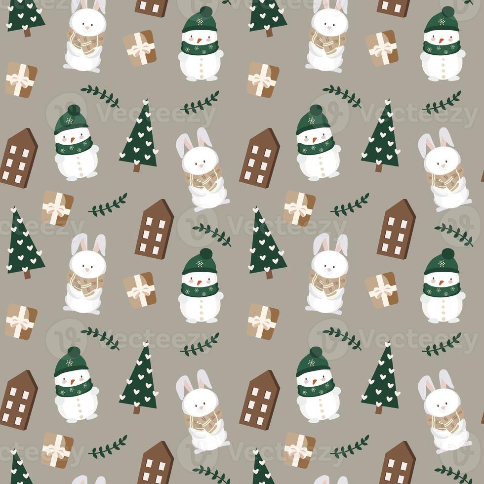 Cute Christmas Animal Seamless Pattern photo