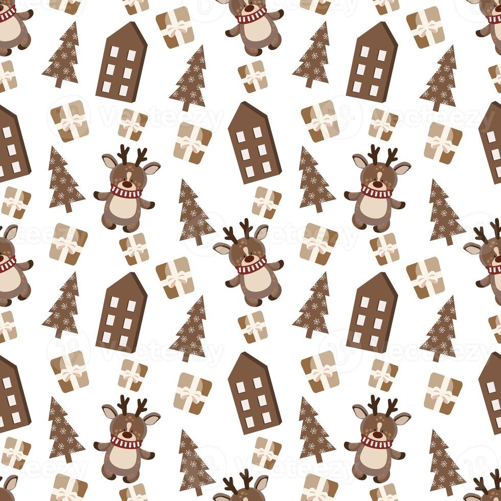 Cute Christmas Animal Seamless Pattern photo