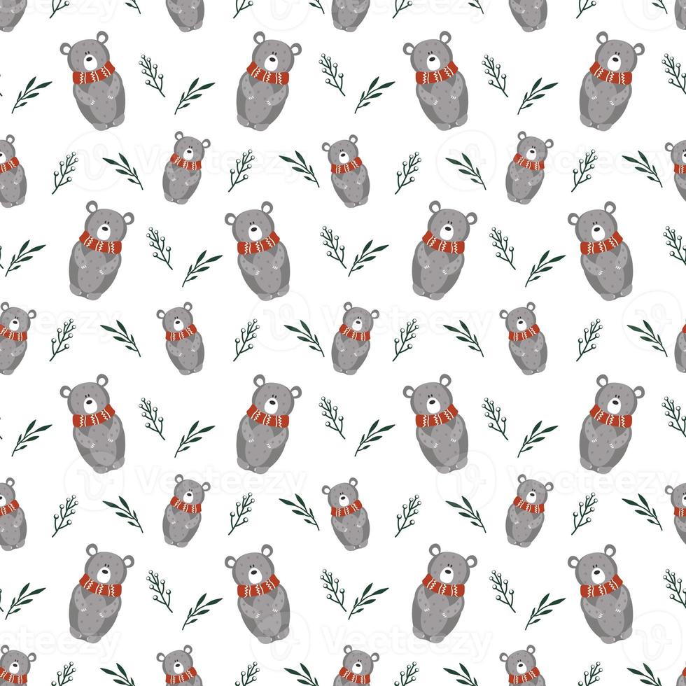 Cute Christmas Animal Seamless Pattern photo