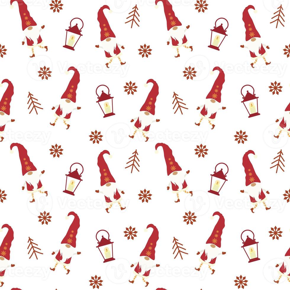 Bright Christmas Gnomes Seamless Pattern photo