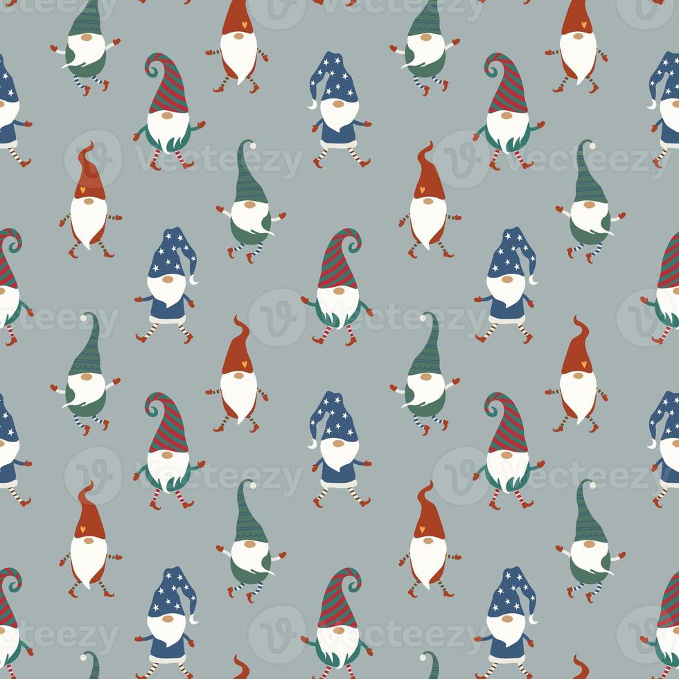 Bright Christmas Gnomes Seamless Pattern photo