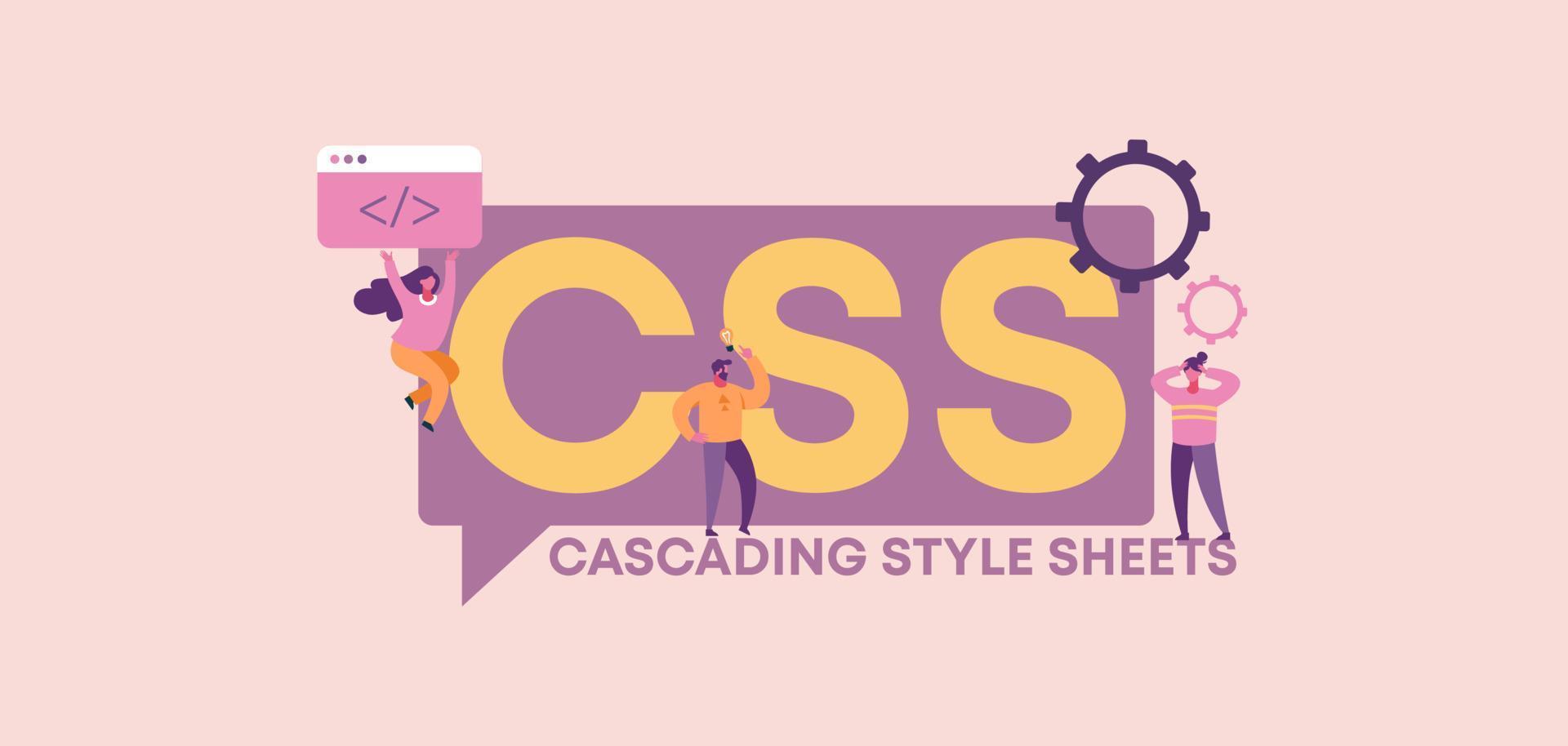 hojas de estilo en cascada css. Desarrollo de tecnologías de programación y codificación de aplicaciones en línea. vector