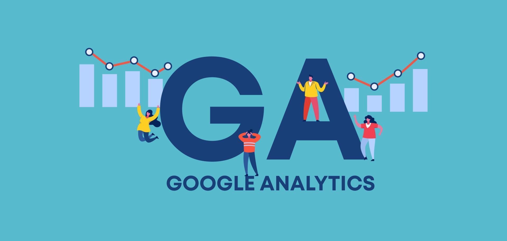 GA google analytics. Acronym of profitable trade and successful financial income distribution corporate business. vector