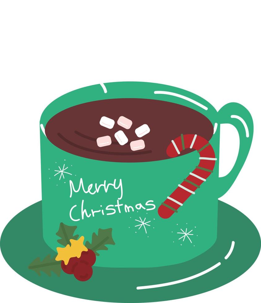 Christmas Chocolate Mug.Christmas print supplies. Merry Christmas Party People Celebrating Christmas Flat Illustration .wrapping paper. Christmas print supplies vector