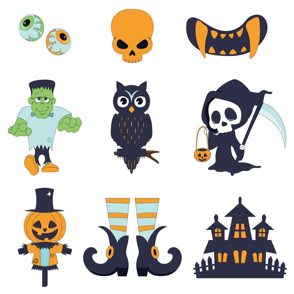 icono de paquete de elementos de vector de halloween