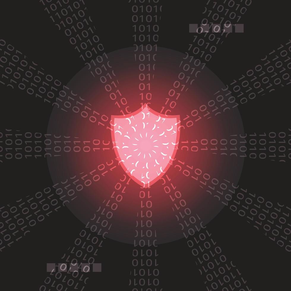 red network light code and data security abstract technology background vector