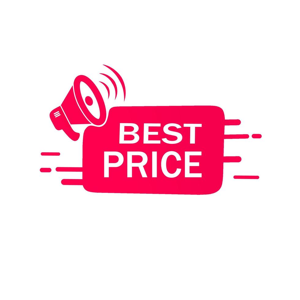 Best price banner, label, badge, flat icon megaphone. Vector illustration design.