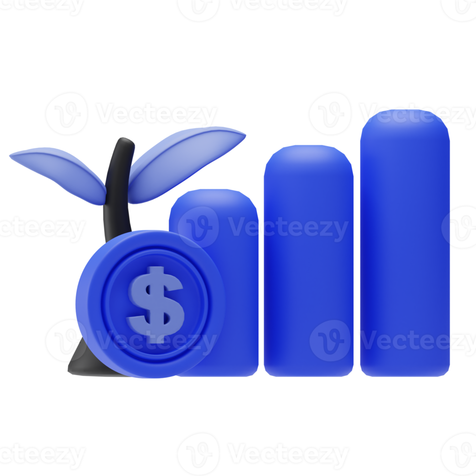 analytique d'entreprise, icône de croissance, illustration 3d png