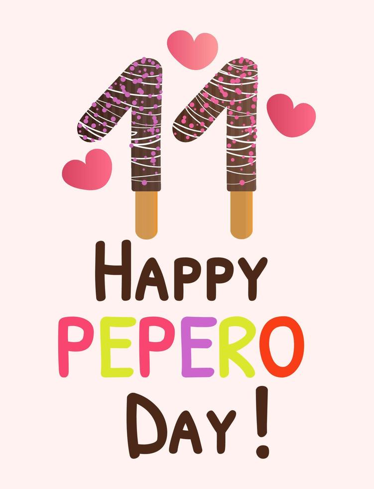 Pepero day card vector illustration isolated on pink background