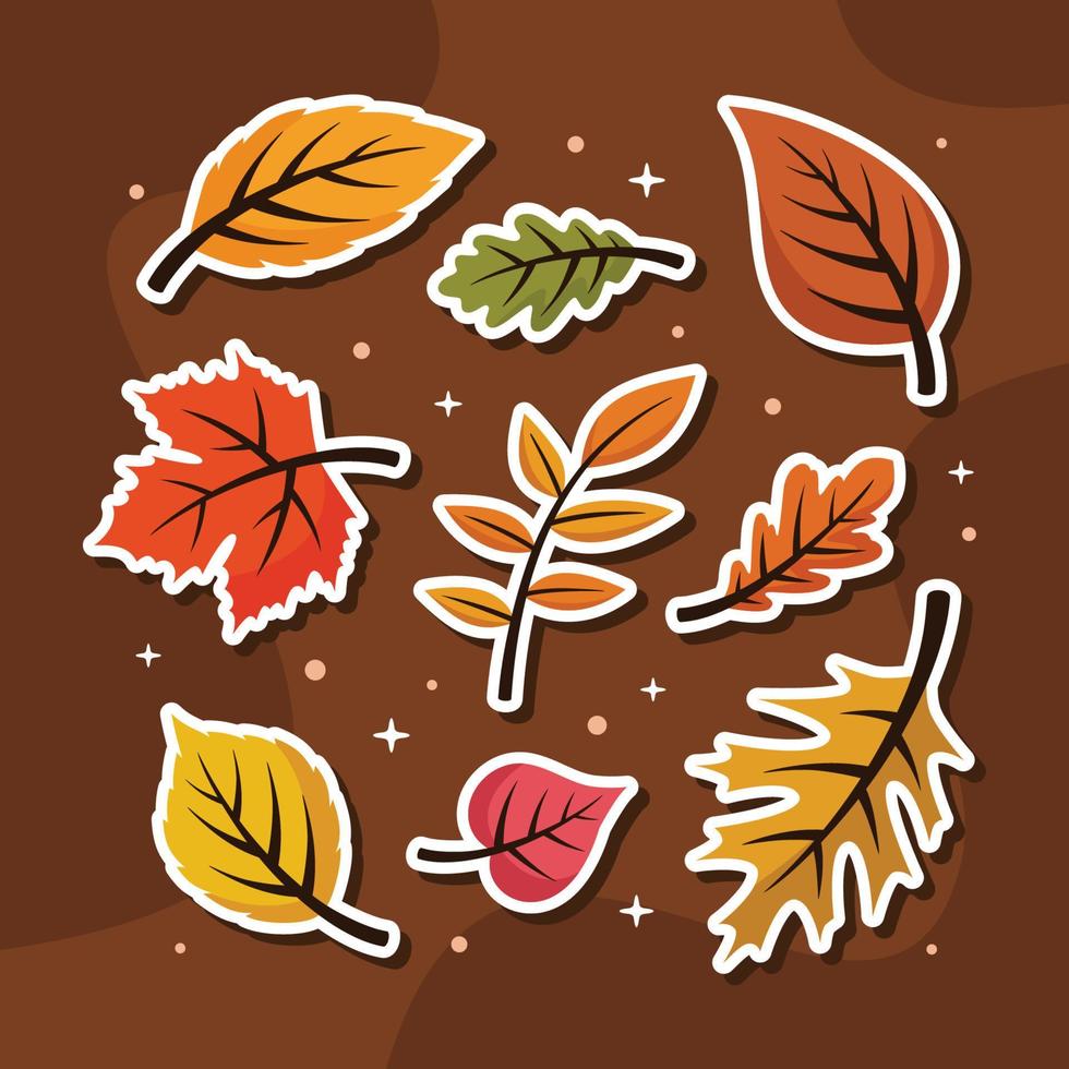 Flat Fall Floral Sticker Collection vector