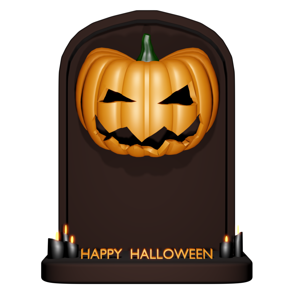 halloween gravestone pumpkin 3d illustration png