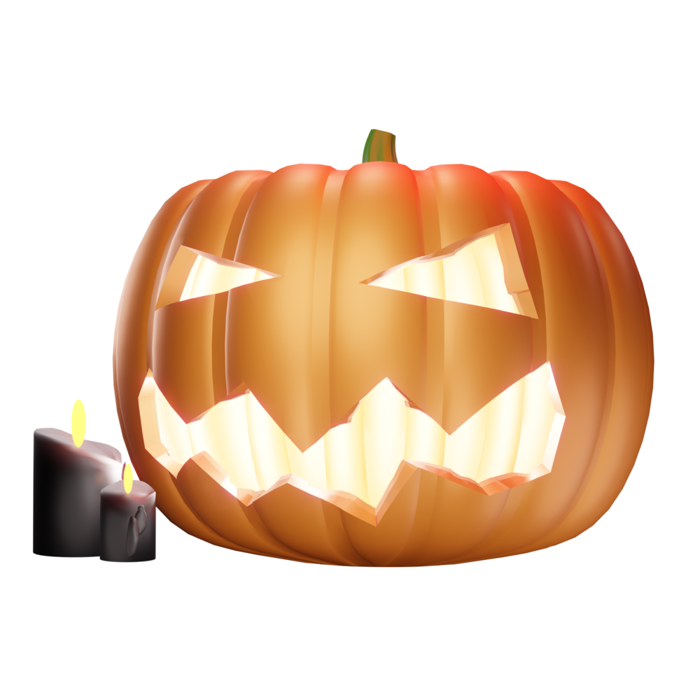 ilustração 3d de abóbora de halloween png