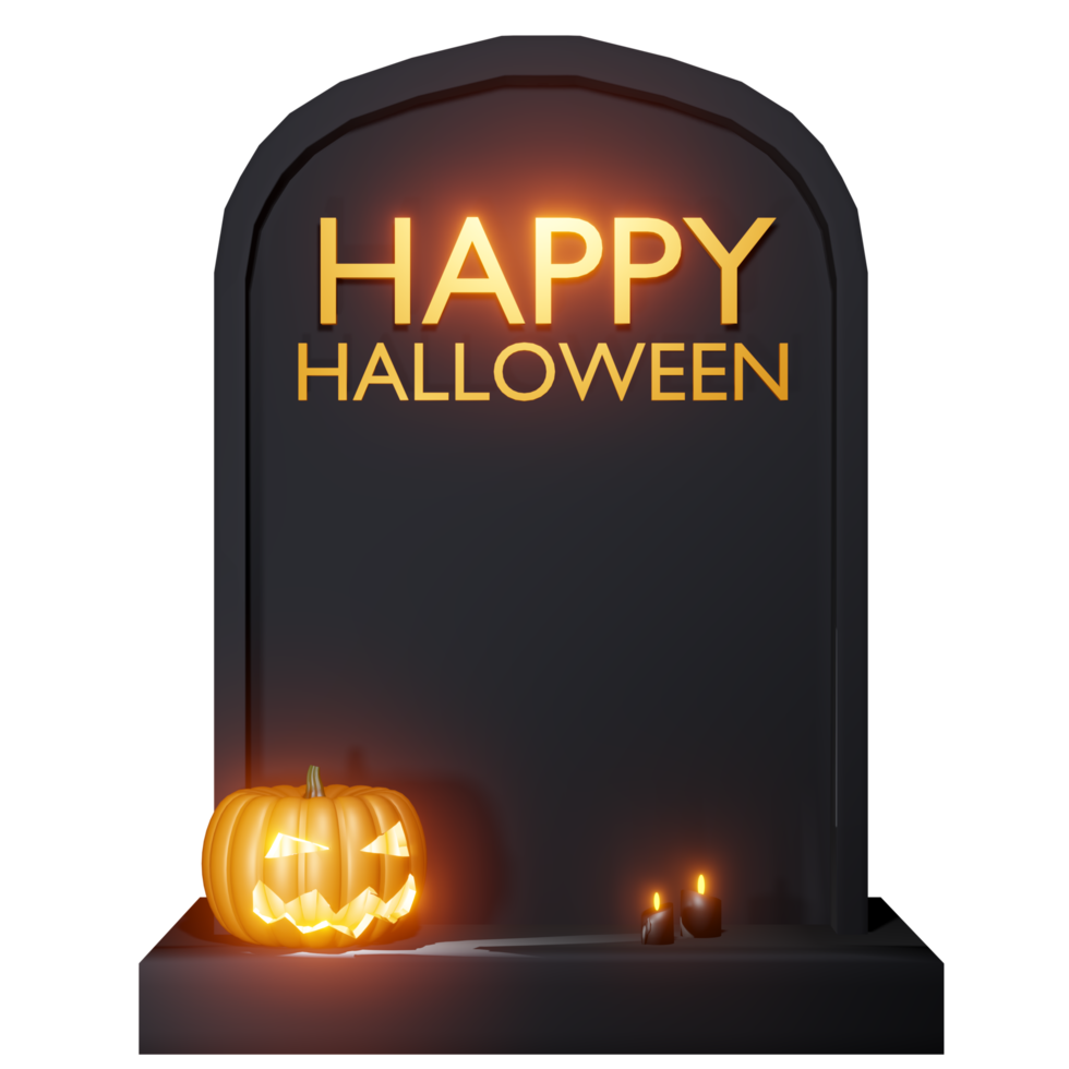 ilustración 3d de calabaza de lápida de halloween png