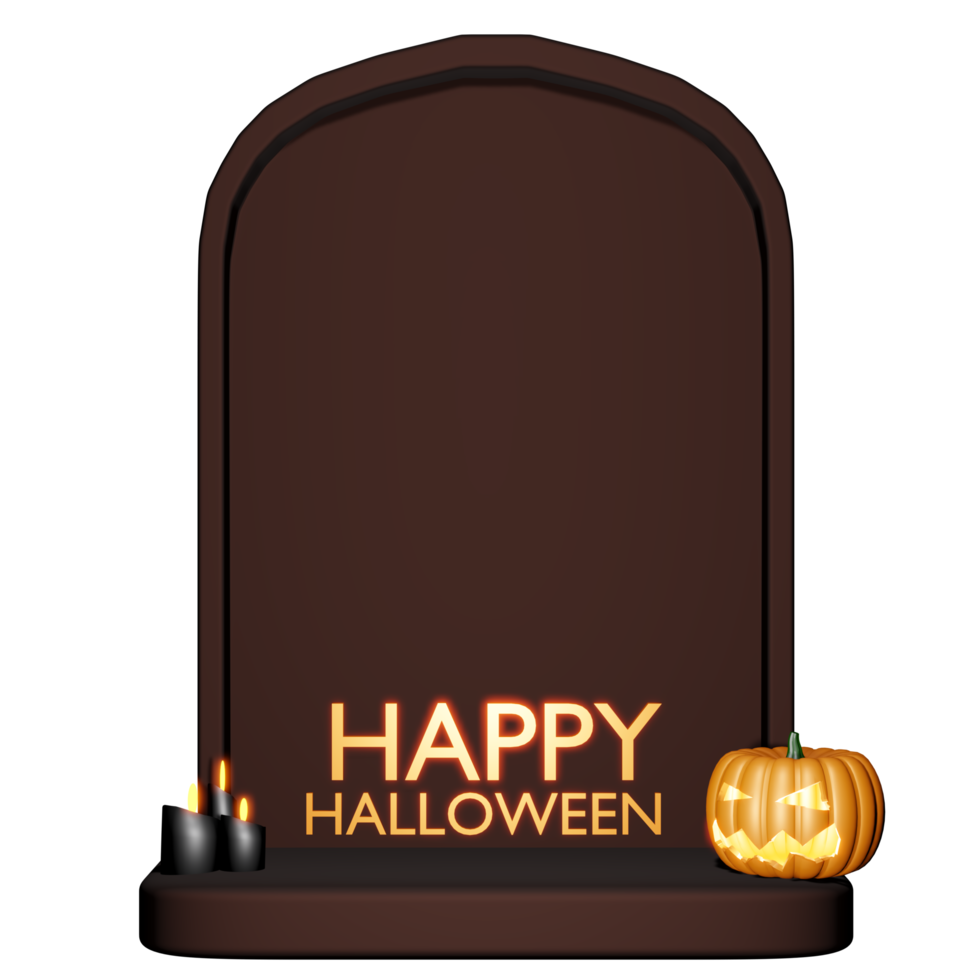 ilustração 3d de abóbora lápide de halloween png