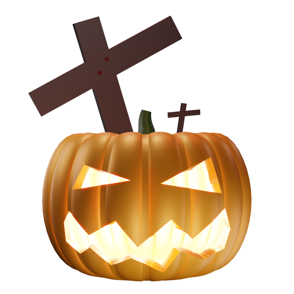 ilustración 3d de calabaza de halloween png