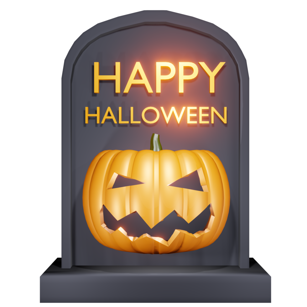 Halloween pietra sepolcrale zucca 3d illustrazione png