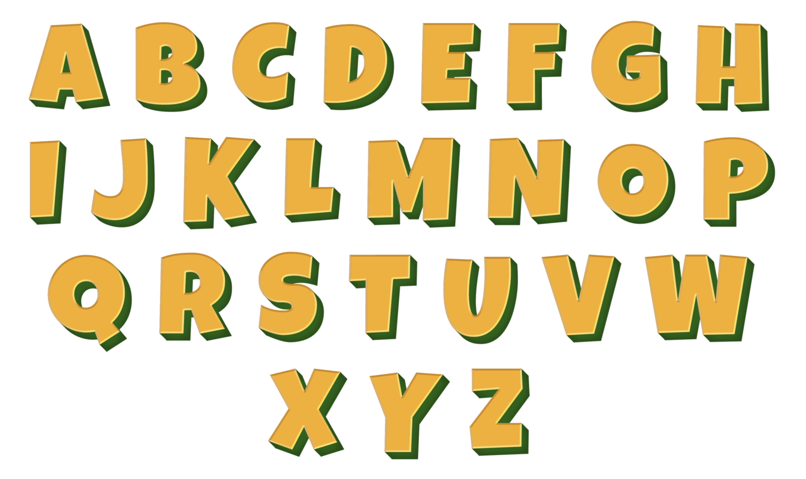 3d golden alphabet set png