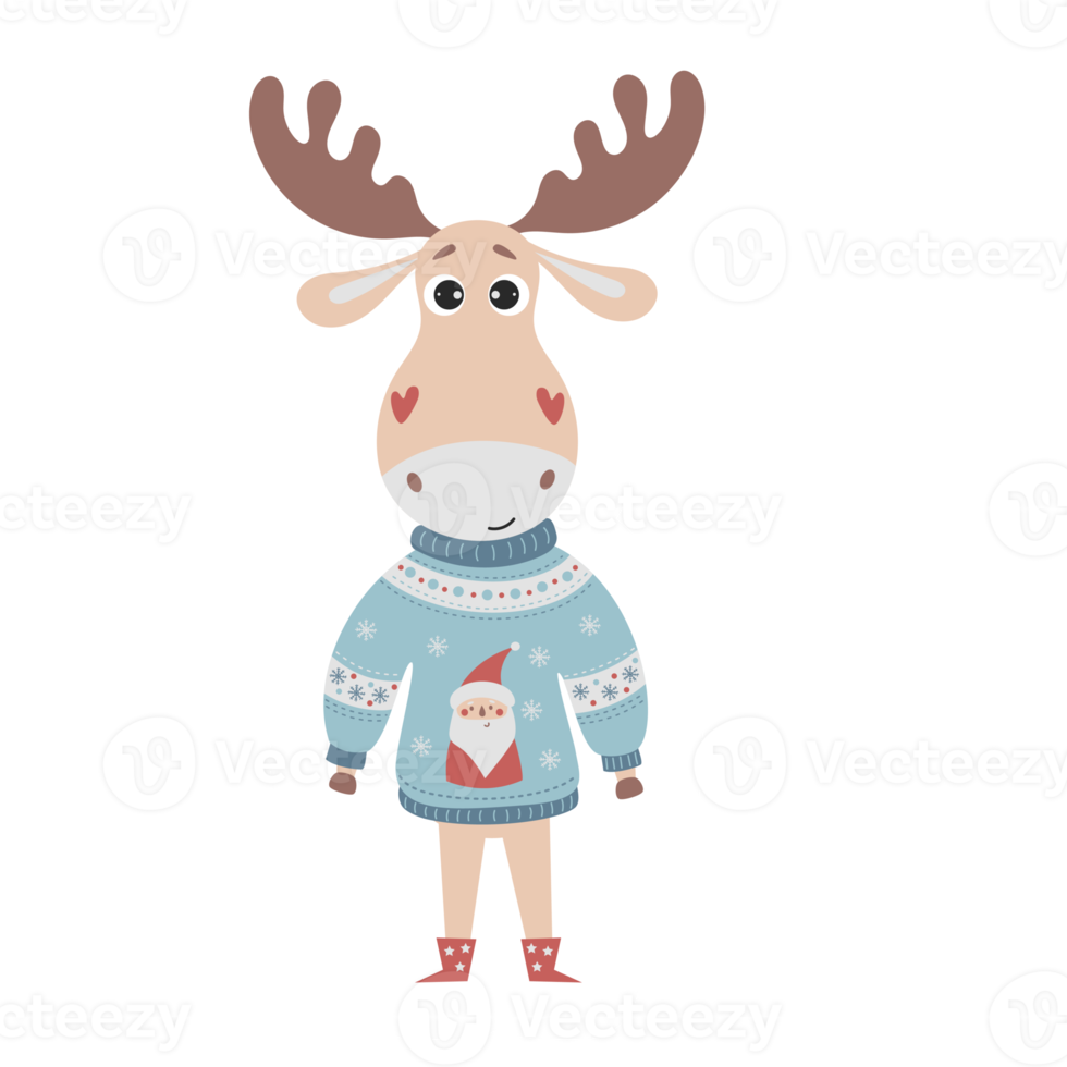 etichetta carino cervo nel Natale maglione png