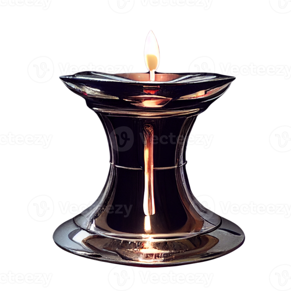 Black Candlestick with a Burning Candle png