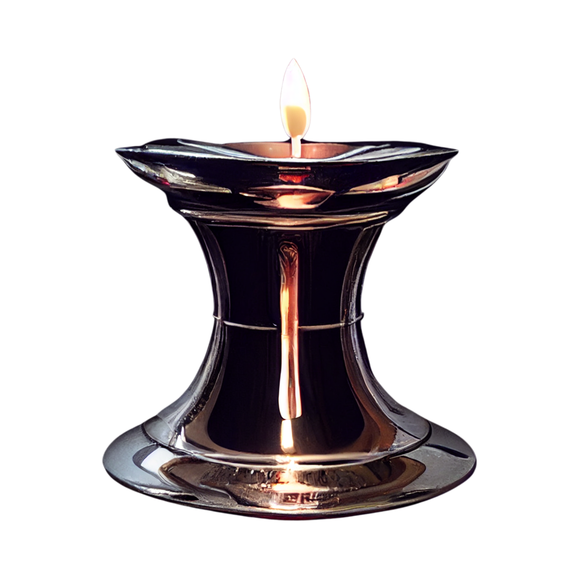 Black Candlestick with a Burning Candle 12707230 PNG
