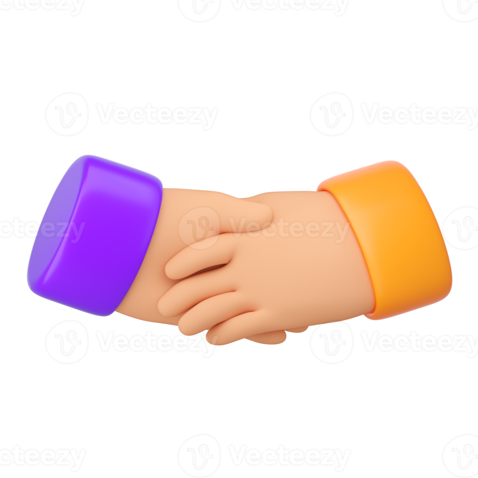 3d Human Handshake. Business succes, teamwork, agreement, friendship and ovation concept. High quality isolated render png