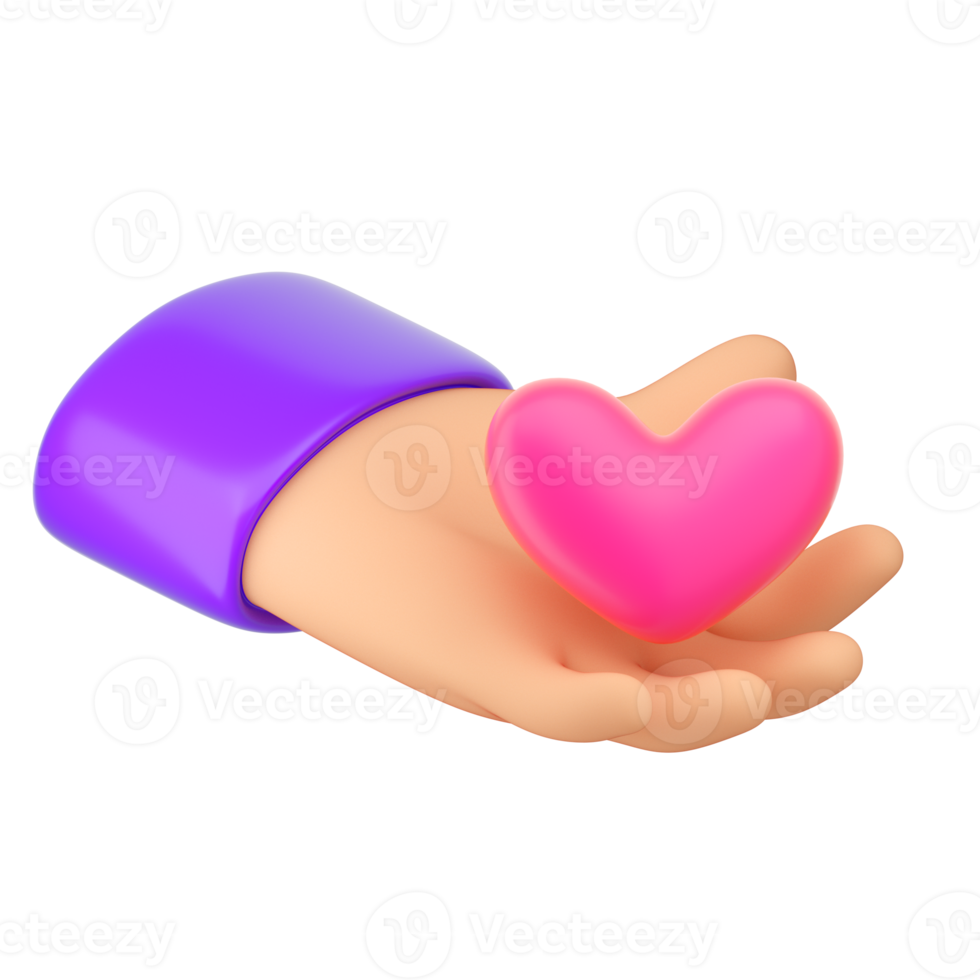 mänsklig hand innehav rosa hjärta. kärlek, tycka om, romantisk, fred, givare eller donation begrepp. ikon för social media. realistisk 3d hög kvalitet framställa isolerat png