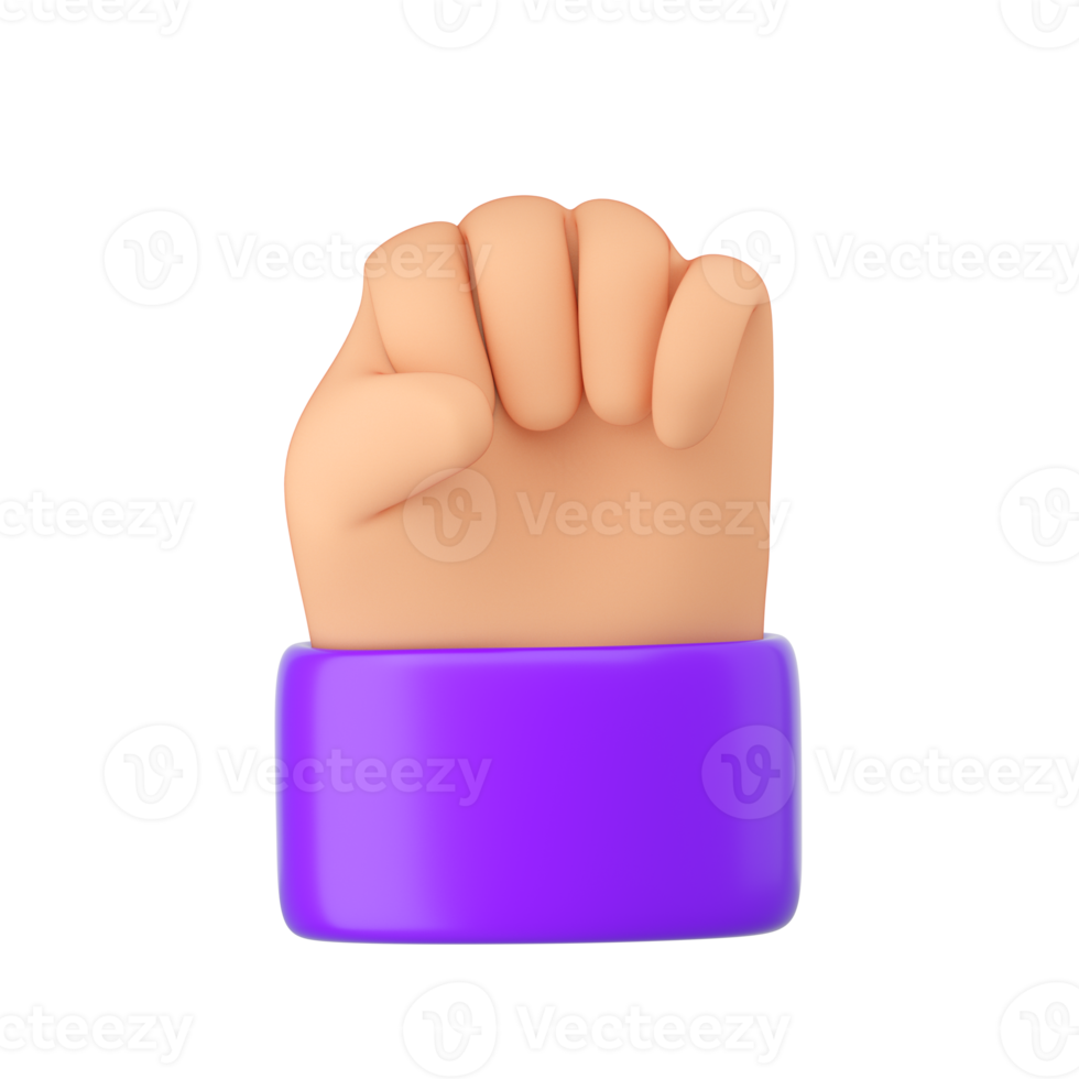 mänsklig hand näve gest. kraft, bekämpa, protest eller styrka begrepp. realistisk 3d hög kvalitet framställa isolerat png