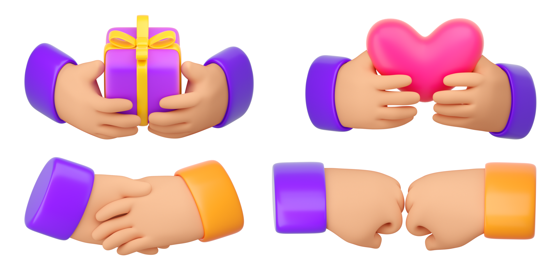 3d hands business handshake emoji on white background. Partnership