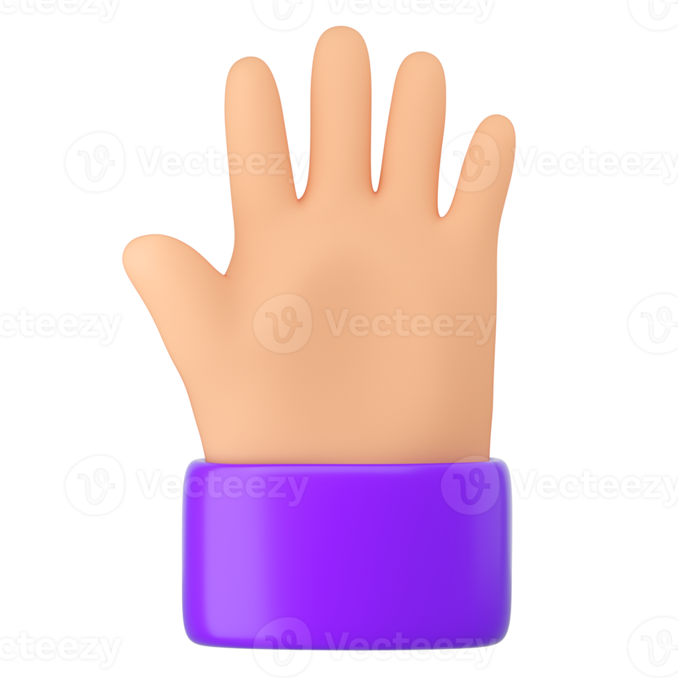 3d Human fingers count. Five. Numbers, counting, waiting, mathematic concept. High quality isolated render png