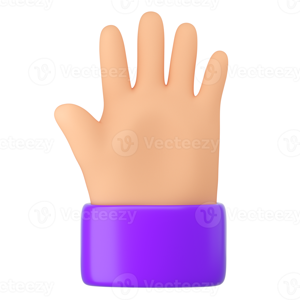 3D menschliche Finger zählen. fünf. zahlen, zählen, warten, mathematisches konzept. hochwertiges isoliertes rendern png