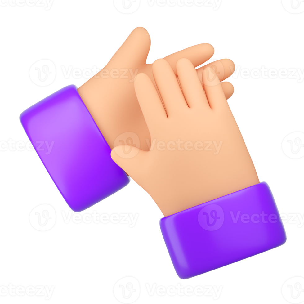 3d Human hands clapping and applause. Business succes, teamwork, agreement and ovation concept. High quality isolated render png