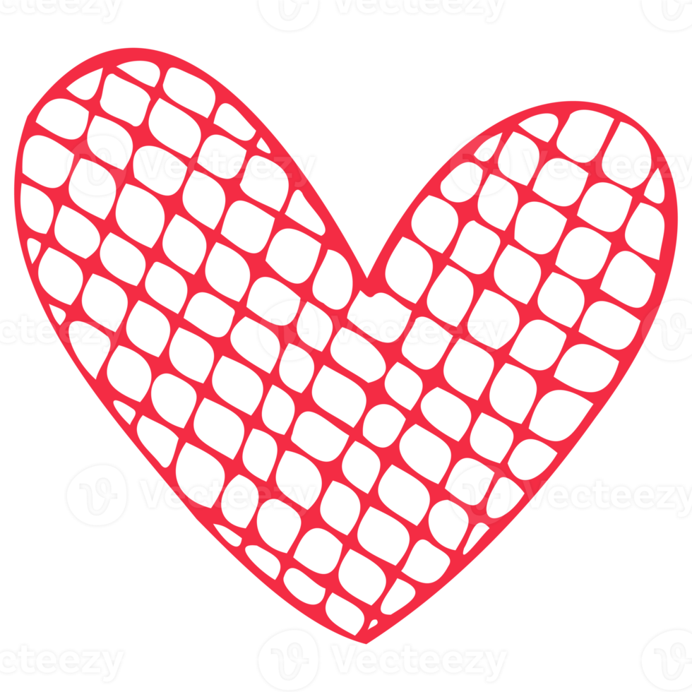 einfaches rotes Herz, handgezeichnete Illustration im Doodle-Stil. Valentinstag, Liebe, Romantik. transparente PNG-Cliparts png