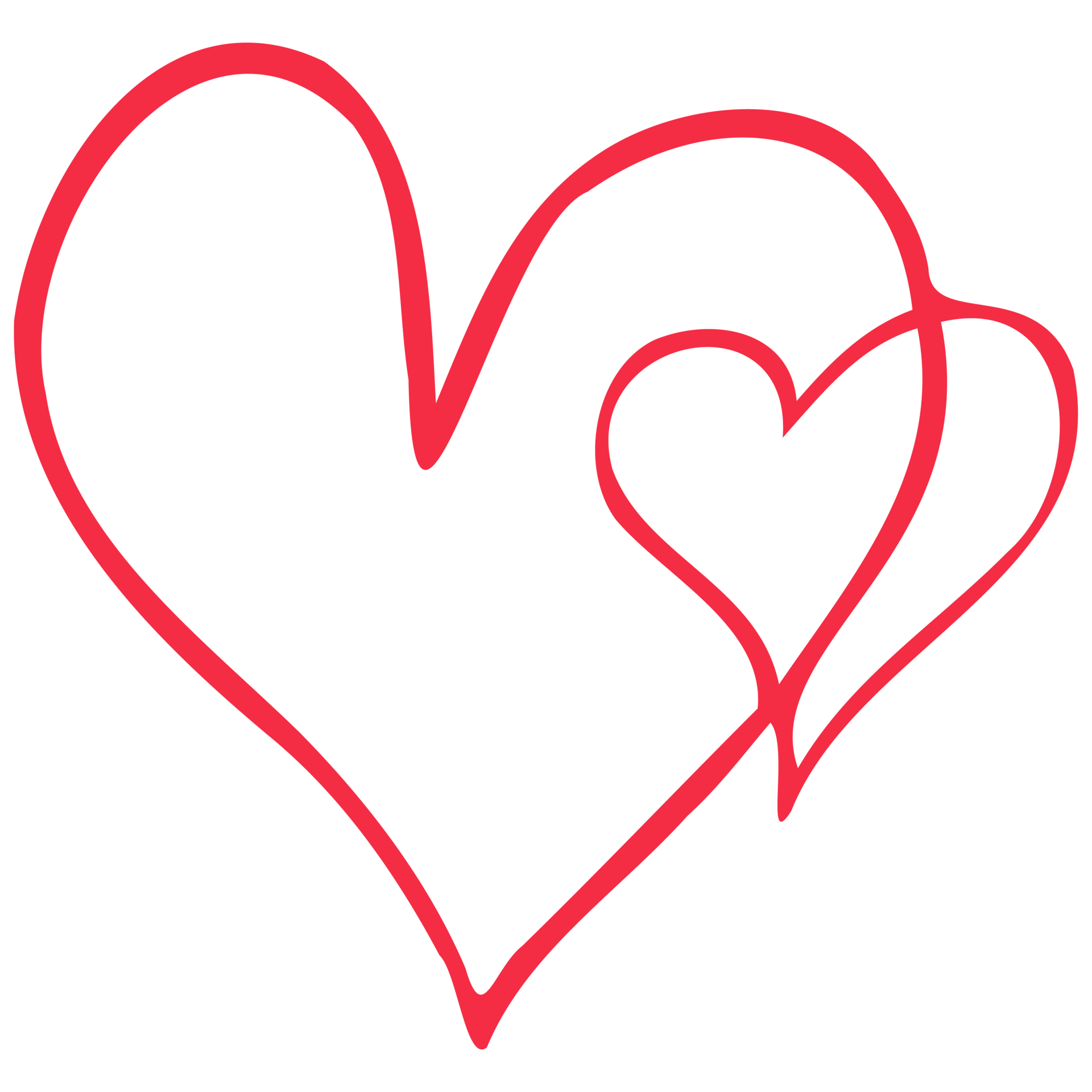 Simple red heart, hand drawn illustration in doodle style. Valentine's