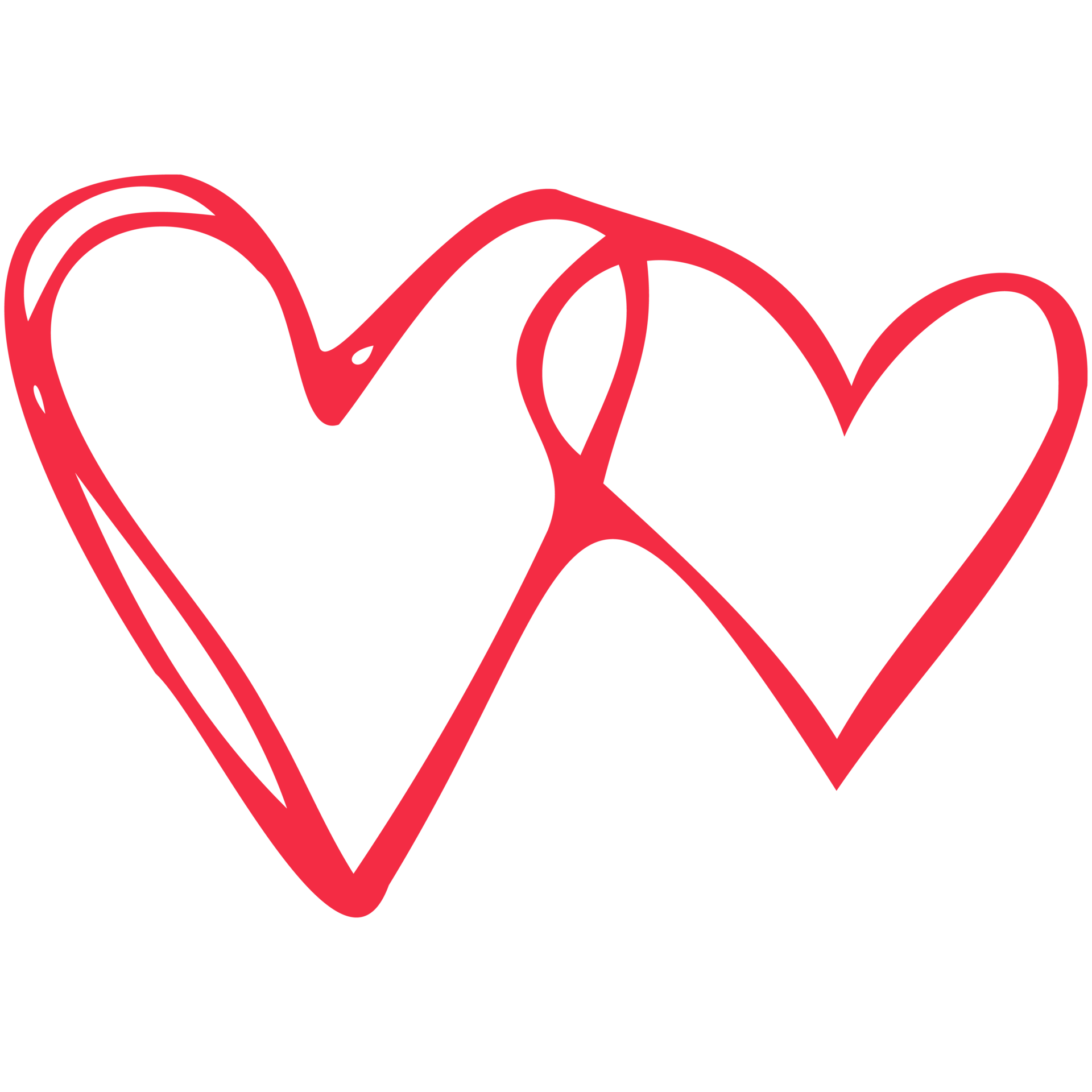 Simple red heart, hand drawn illustration in doodle style. Valentine's