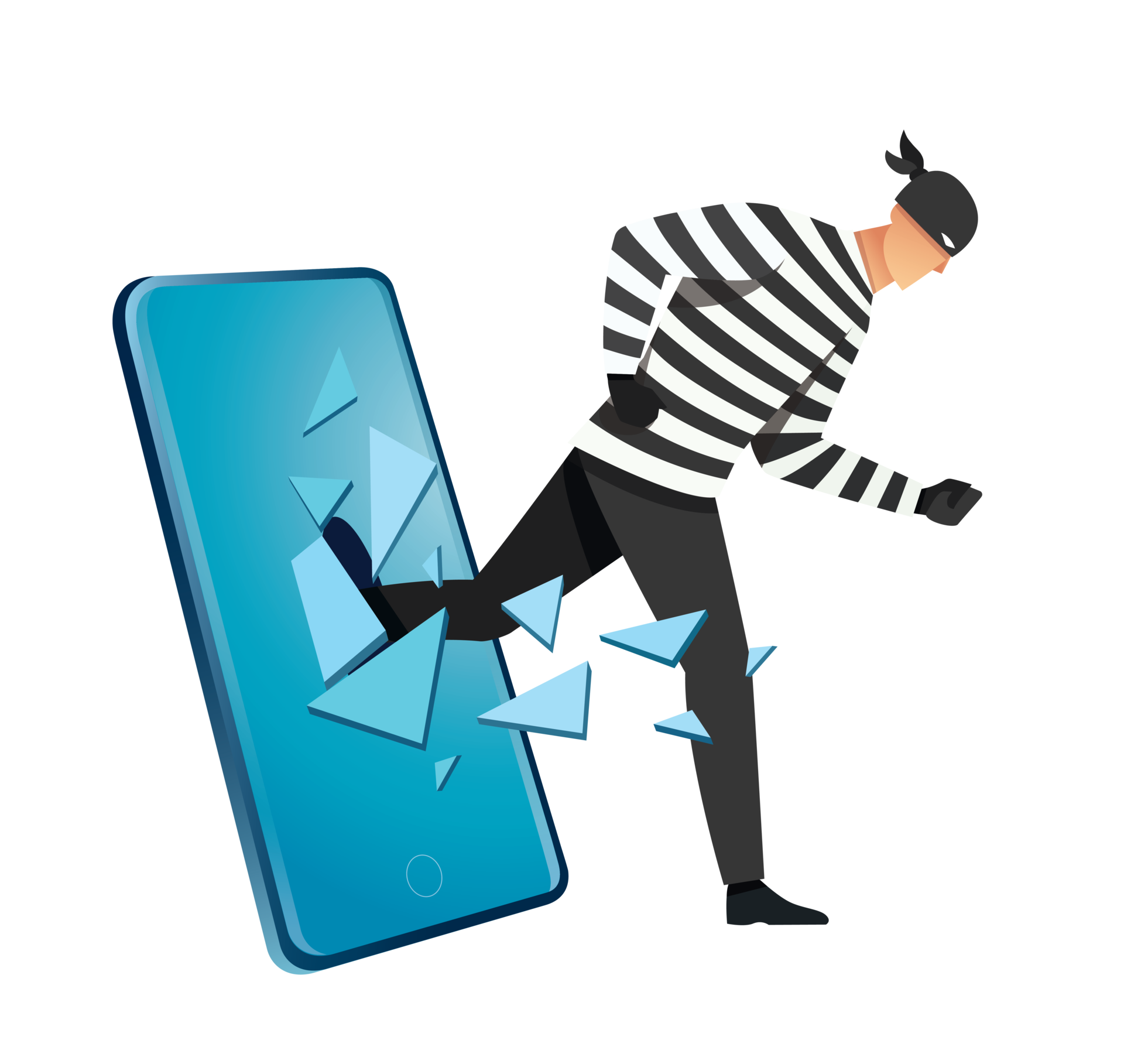 Hacker thief hacking into smartphone 12707424 png