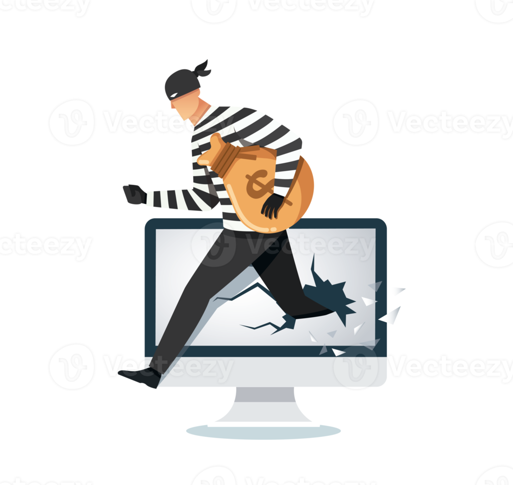 Hacker, thief hacking into a computer png