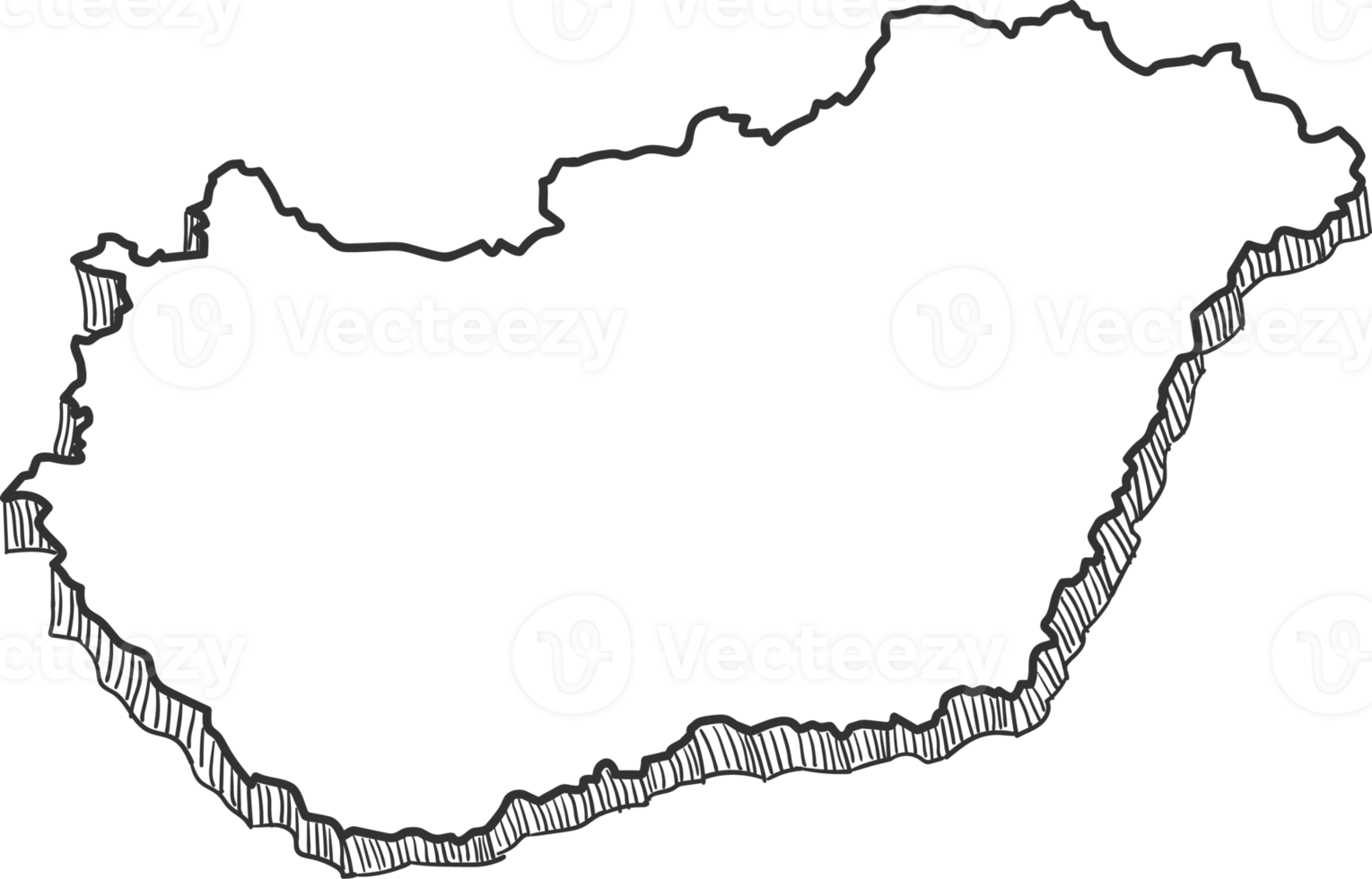 Hand Drawn of Hungary 3D Map png